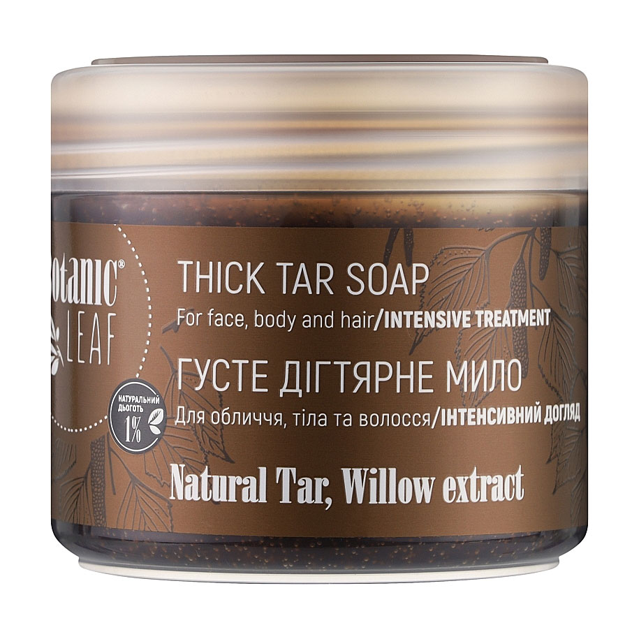 Густе дігтярне мило для обличчя, тіла та волосся Botanic Leaf, 300 мл